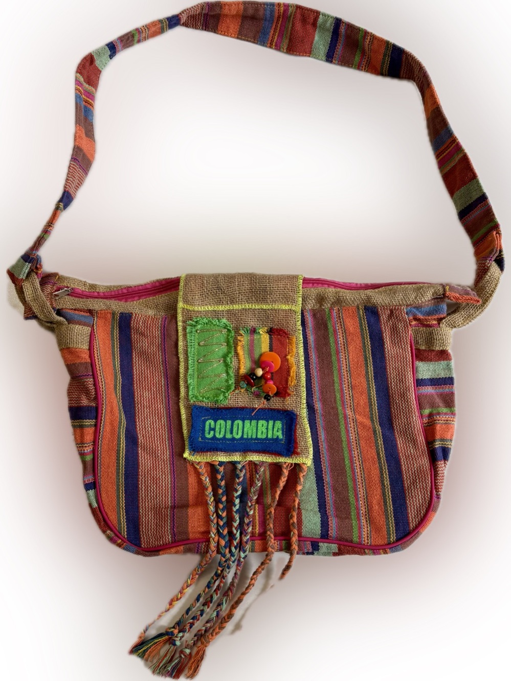 Colombian Handmade Ethnic Artisan Shoulder Bag Woven Tagua Beads Boho Fringe New